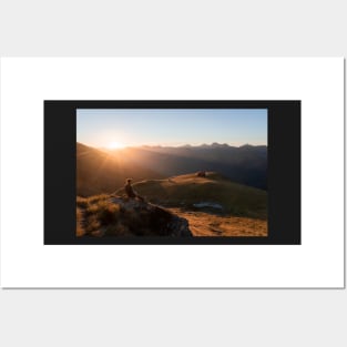 View of the Sunset from Mountain Hut in New Zealand Posters and Art